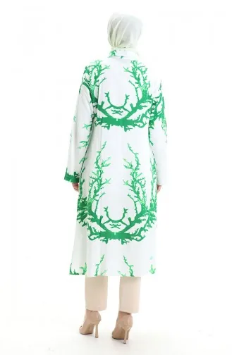 Tunique En Viscose 2018-09 Blanc Vert 2018-09