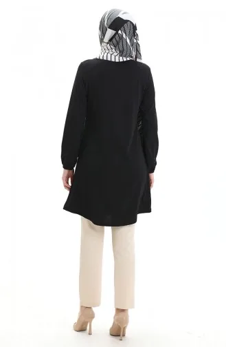 Saisonale Fließende Tunika Mit Elastischen Ärmeln 8751-01 Schwarz 8751-01