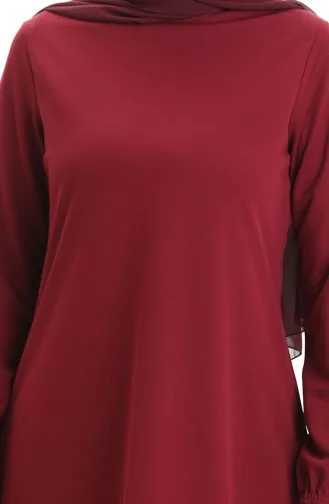 تونيك موسمي فضفاض سادة بأكمام مرنة 8751-02 أحمر قرمزي 8751-02