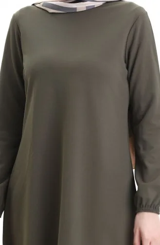 Seizoensgebonden Vloeiende Effen Tuniek Met Elastische Mouwen 8751-03 Khaki 8751-03