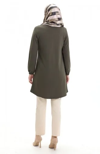 Seizoensgebonden Vloeiende Effen Tuniek Met Elastische Mouwen 8751-03 Khaki 8751-03