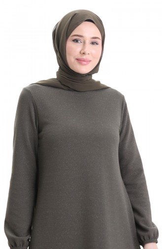 Kol Ucu Lastikli Mevsimlik Tunik 8753-03 Haki