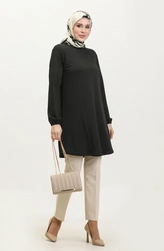 Einfache Schwarze Tunika 8758-01 Schwarz 8758-01