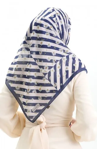 Karaca Soft Eşarp 81057-14 Koyu Lacivert Beyaz