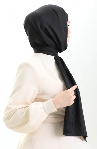 Medine İpeği Kumlu Şal 81075-09 Siyah