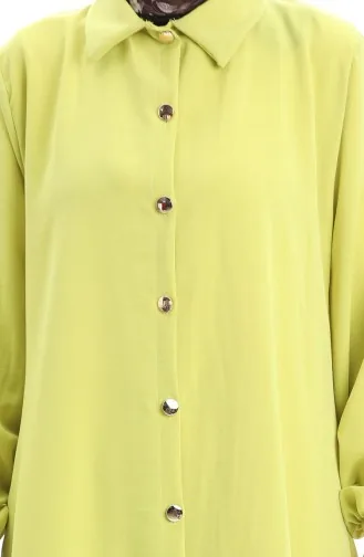 Geknöpfter Langer Tunika-Hosen-Zweiteiler 0089-05 Neongrün 0089-05