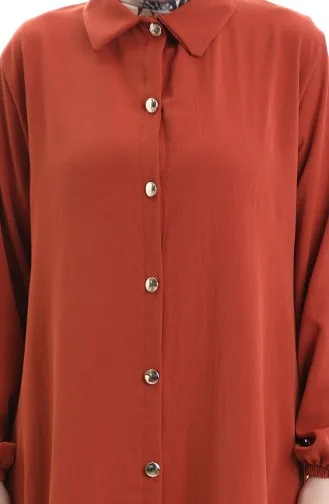 Ensemble Deux Pièces Tunique Longue Boutonnée Et Pantalon 0089-07 Tile 0089-07