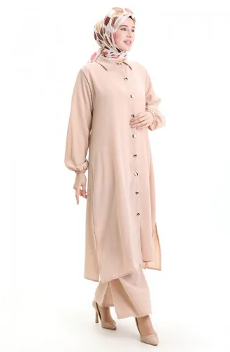 Zweiteiliger Anzug Mit Langer Tunika Und Hose 0089-09 Nerz 0089-09