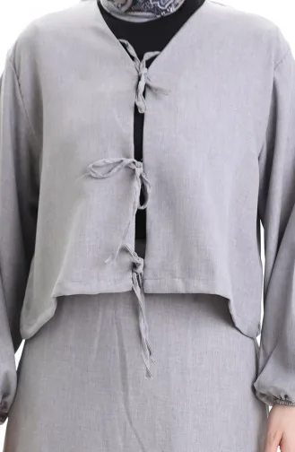 Ensemble Deux Pièces Chemisier Et Jupe En Dentelle 2066-02 Gris 2066-02