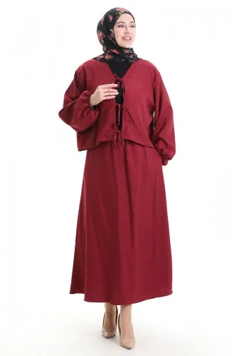 Ensemble Deux Pièces Chemisier Et Jupe En Dentelle 2066-04 Bordeaux 2066-04