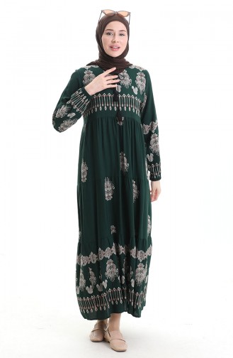 Robe Hijab Vert emeraude 4078-01