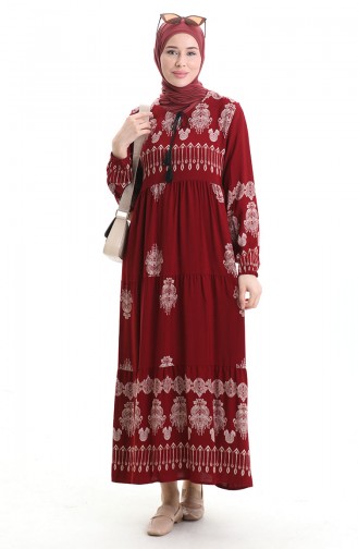 Weinrot Hijab Kleider 4078-02
