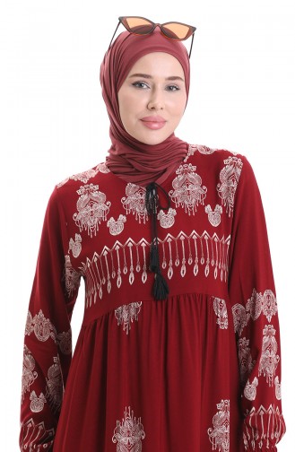 Weinrot Hijab Kleider 4078-02