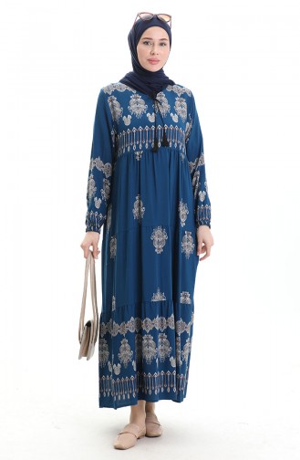 Petrol Hijab Dress 4078-04