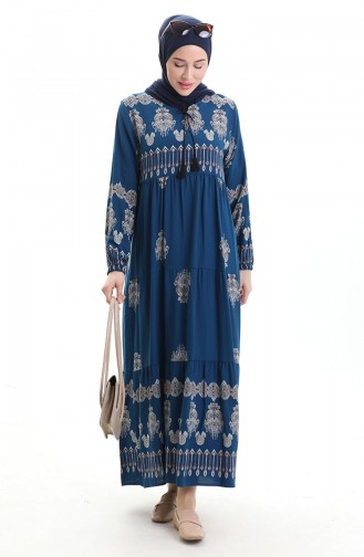 Petrol Hijab Dress 4078-04