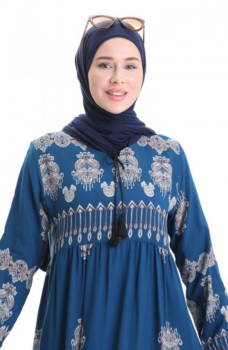 Petrol Hijab Dress 4078-04