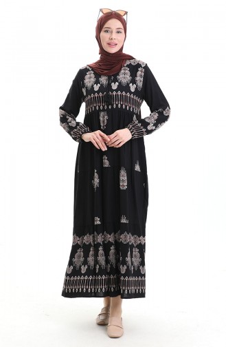 Schwarz Hijab Kleider 4078-05