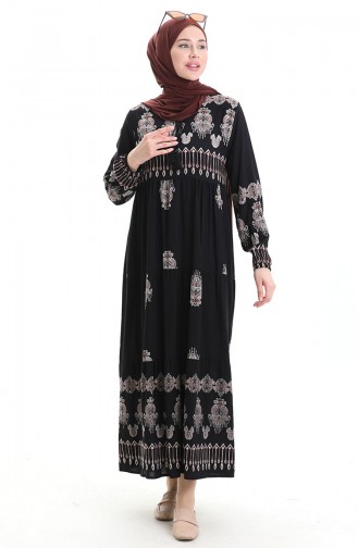 Schwarz Hijab Kleider 4078-05