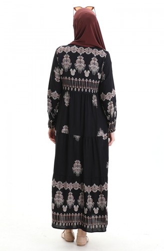 Schwarz Hijab Kleider 4078-05