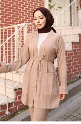 Ensemble Kimono Avec Détails De Poche Vison 733