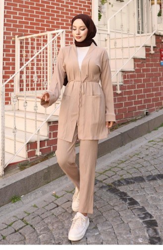 Ensemble Kimono Avec Détails De Poche Vison 733