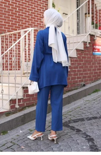 Ensemble Kimono Avec Détails De Poche En Indigo 734