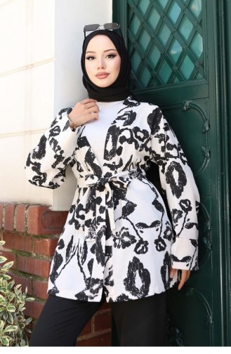 Kimono Mit Ethnischem Muster In Schwarz 737