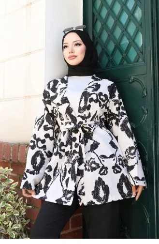 Kimono à Motifs Ethniques Noir 737