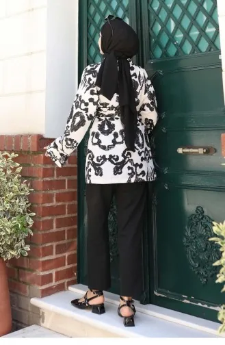 Kimono à Motifs Ethniques Noir 737