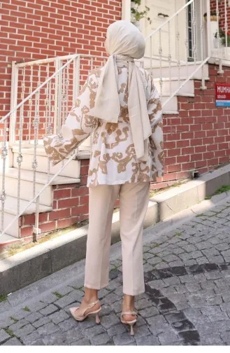 Kimono Mit Ethnischem Muster In Kamel 738