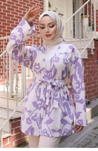 Kimono à Motifs Ethniques Lilas 740