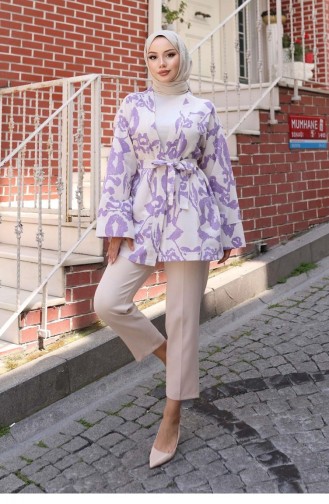 Etnik Desen Kimono Lila