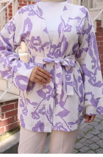Kimono à Motifs Ethniques Lilas 740