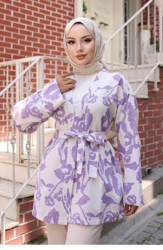 Kimono à Motifs Ethniques Lilas 740