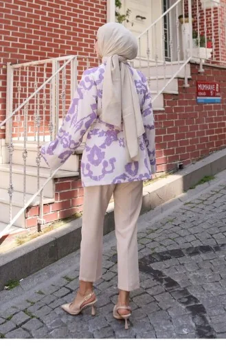 Kimono à Motifs Ethniques Lilas 740