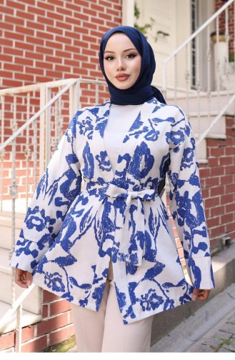 Kimono Mit Ethnischem Muster Indigoblau 741