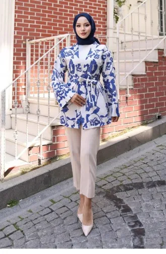 Etnik Desen Kimono İndigo