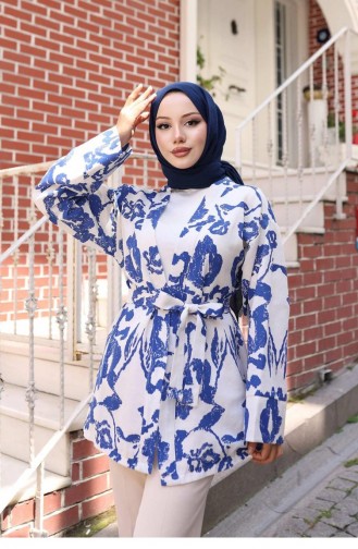 Kimono Mit Ethnischem Muster Indigoblau 741