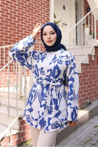 Etnik Desen Kimono İndigo