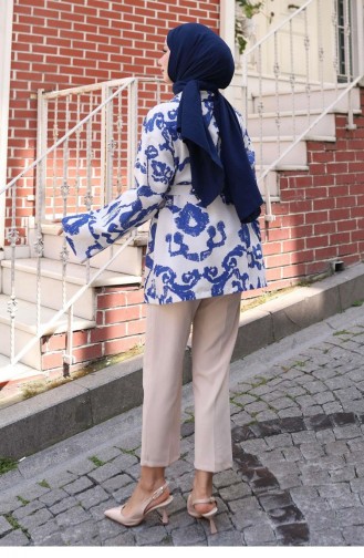 Kimono Mit Ethnischem Muster Indigoblau 741