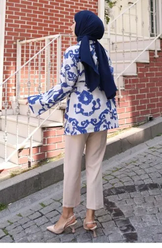 Etnik Desen Kimono İndigo