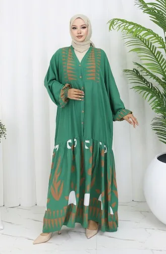 Viscose Stof Halfgeknoopte Jurk 0075-01 Smaragdgroen 0075-01