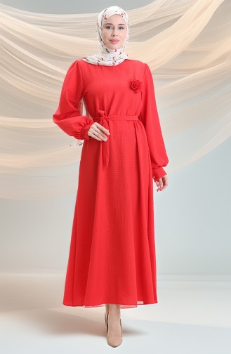 Rot Hijab Kleider 2043-01