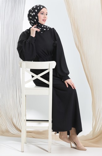 Schwarz Hijab Kleider 2043-04