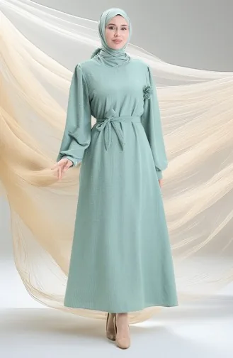 Seersucker Belted Dress 2043-05 Almond Green 2043-05