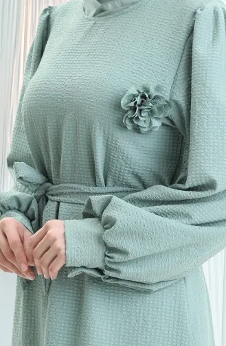 Seersucker Belted Dress 2043-05 Almond Green 2043-05