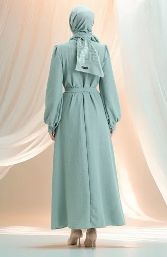 Seersucker Belted Dress 2043-05 Almond Green 2043-05