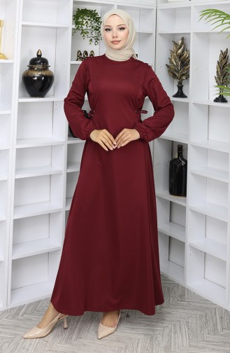 Büzgülü Elbise 5110-09 Bordo