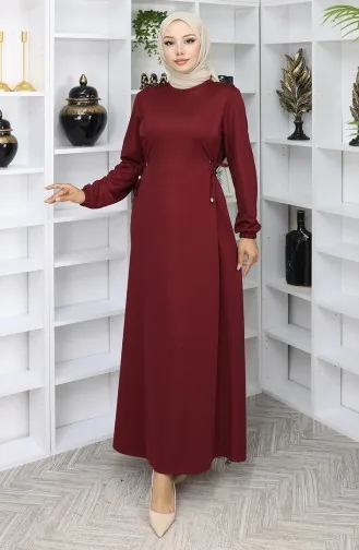 Büzgülü Elbise 5110-09 Bordo
