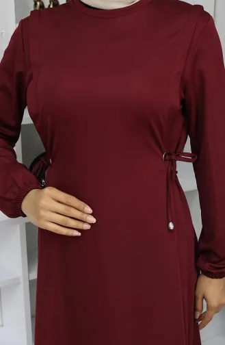 Büzgülü Elbise 5110-09 Bordo
